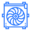 ícone de climatização, com um condensador de ar, em azul